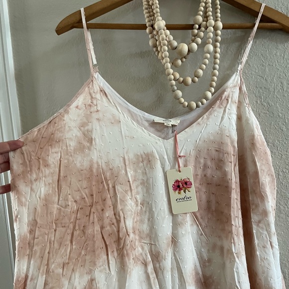 NWT Entro Maxi dress 2x pink white adjustable pockets lined plus size - Picture 2 of 6